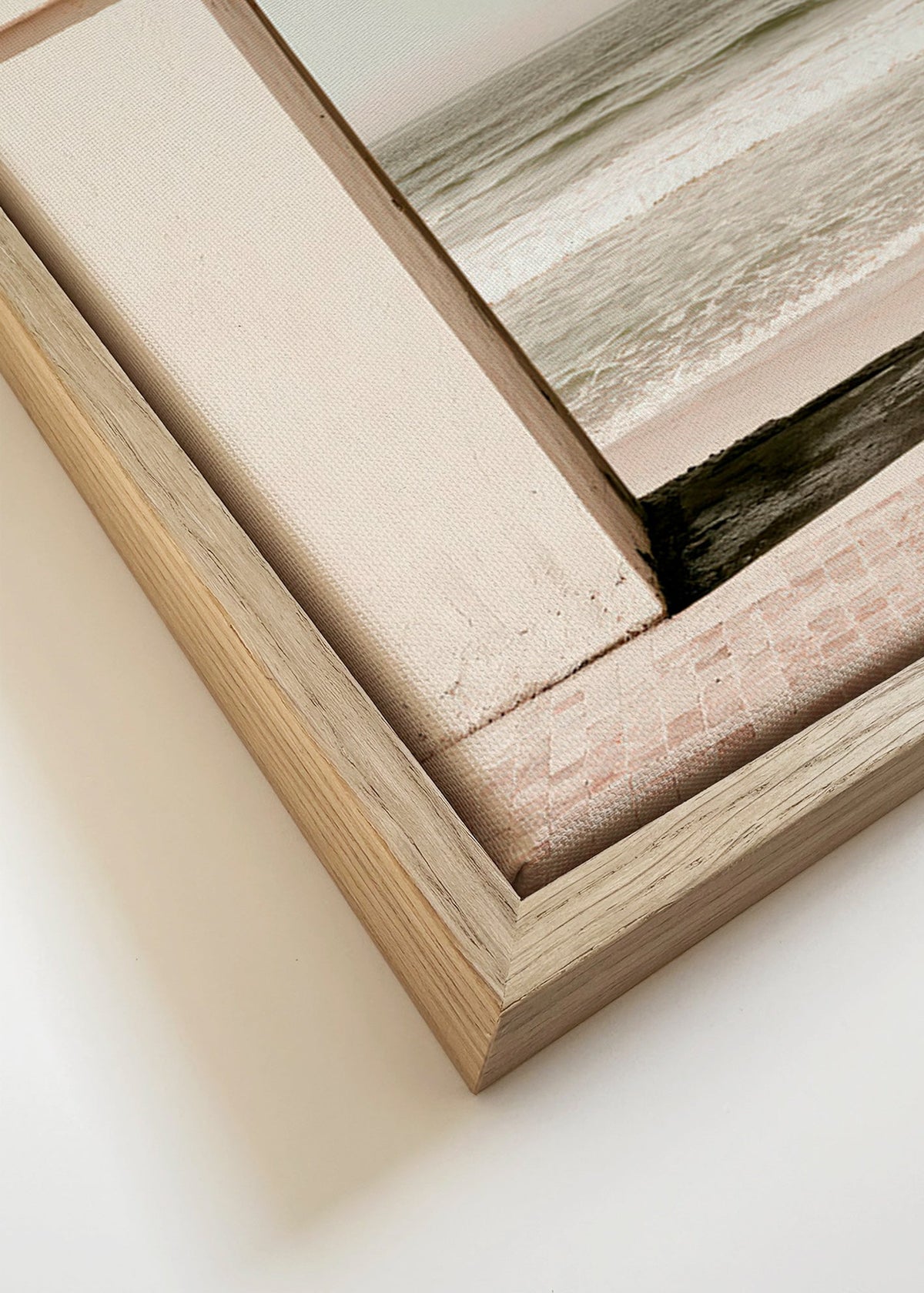 Cuadro de paisaje con playa y farol minimalista – Canvas detail