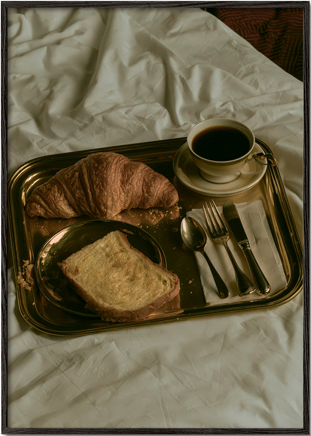 Cuadro de cocina con desayuno en bandeja – Black Frame