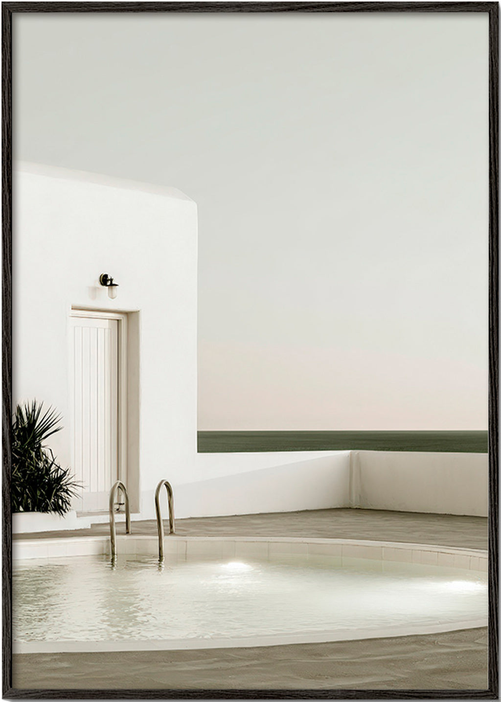 Fotografía de piscina minimalista y arquitectura blanca – Black Frame