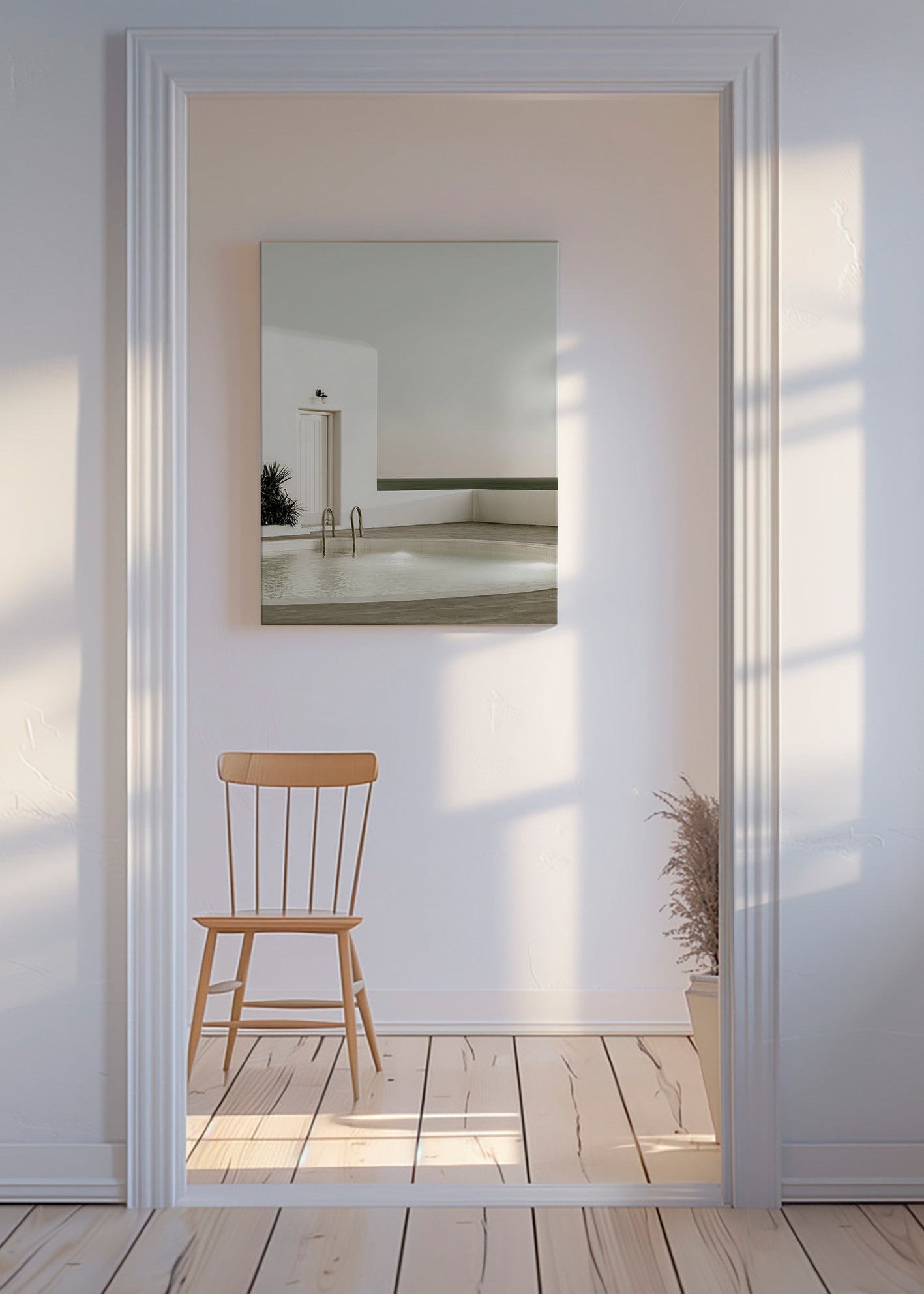 Fotografía de piscina minimalista y arquitectura blanca – Canvas