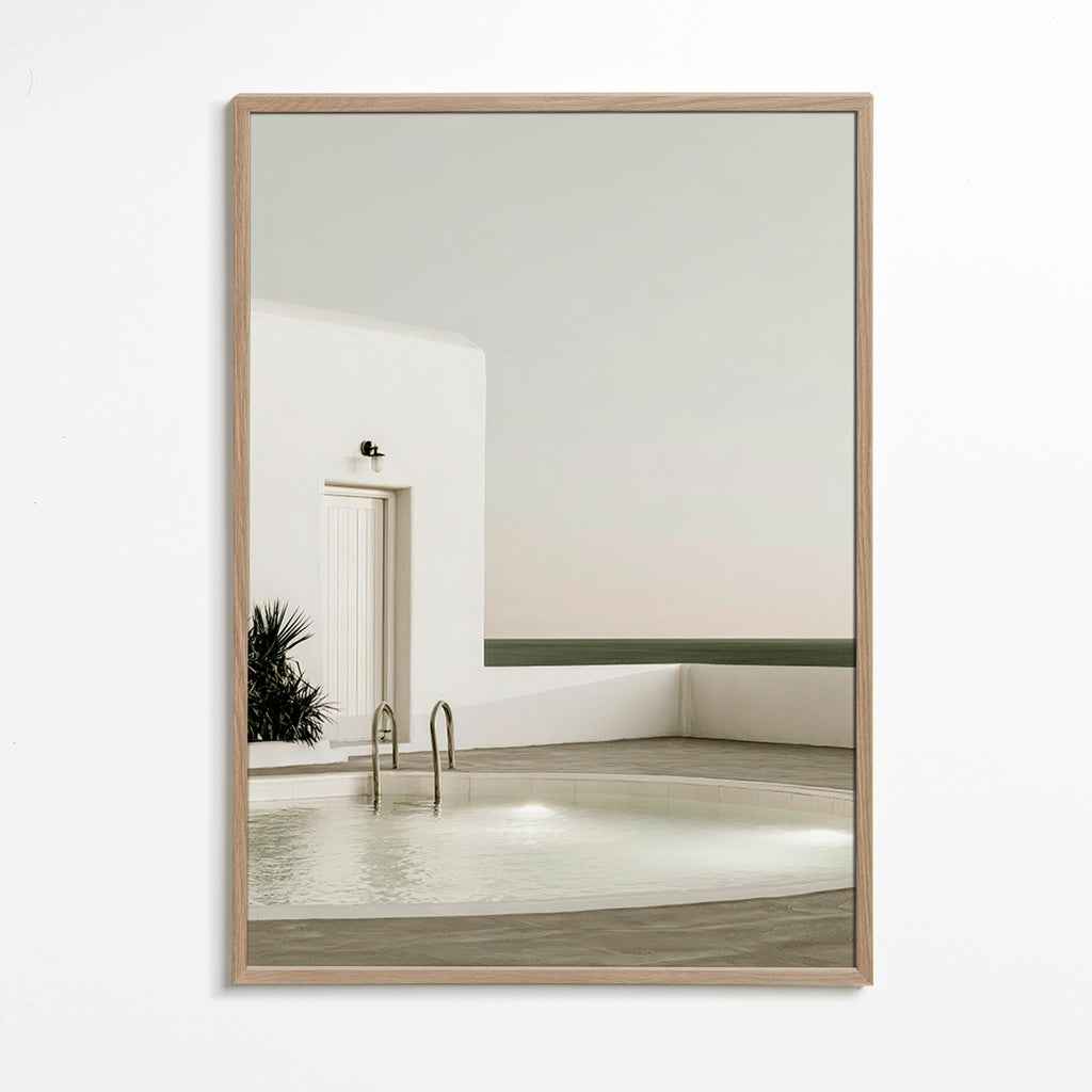 Fotografía de piscina minimalista y arquitectura blanca – Oak Frame