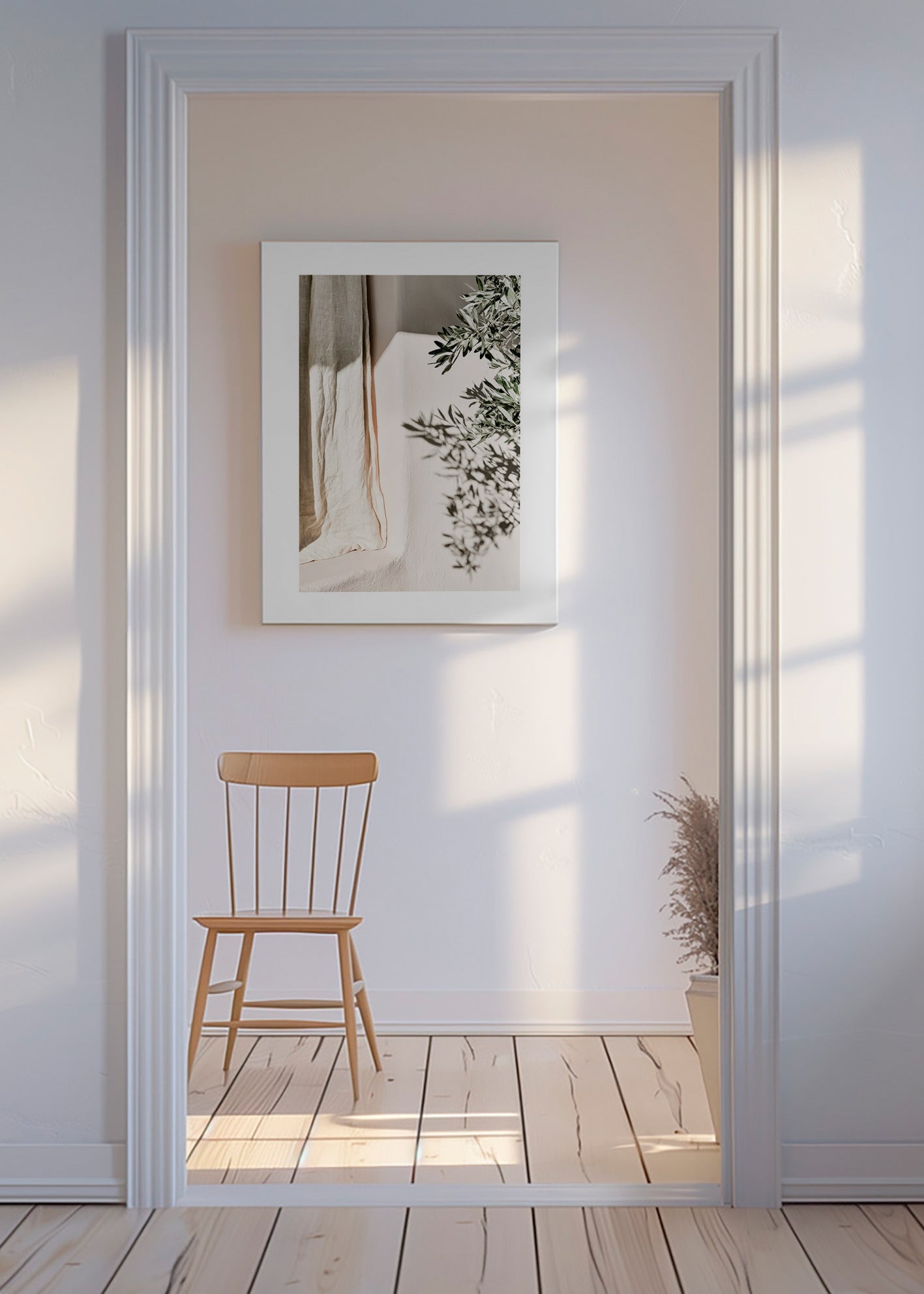 Lámina botánica con lino y ramas de olivo – Canvas