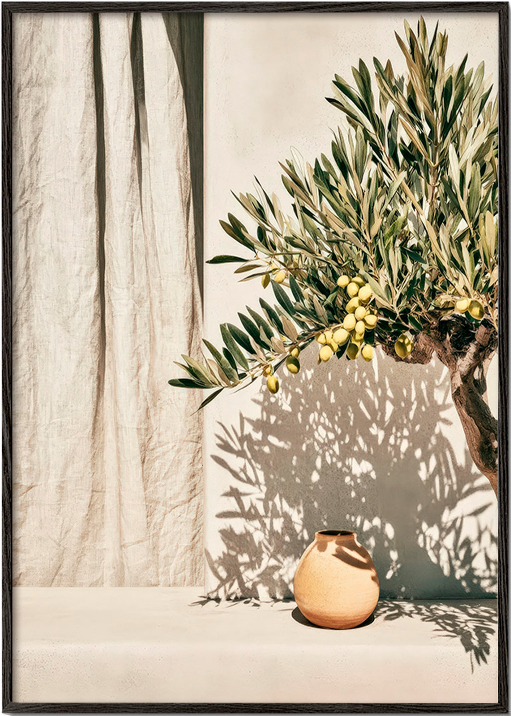 Lámina botánica rama de olivo – Black Frame