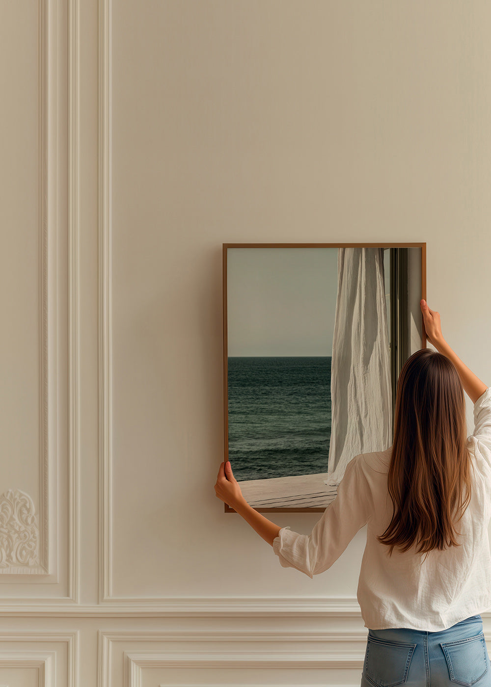 Cuadro de paisaje con cortina junto al mar – Product2