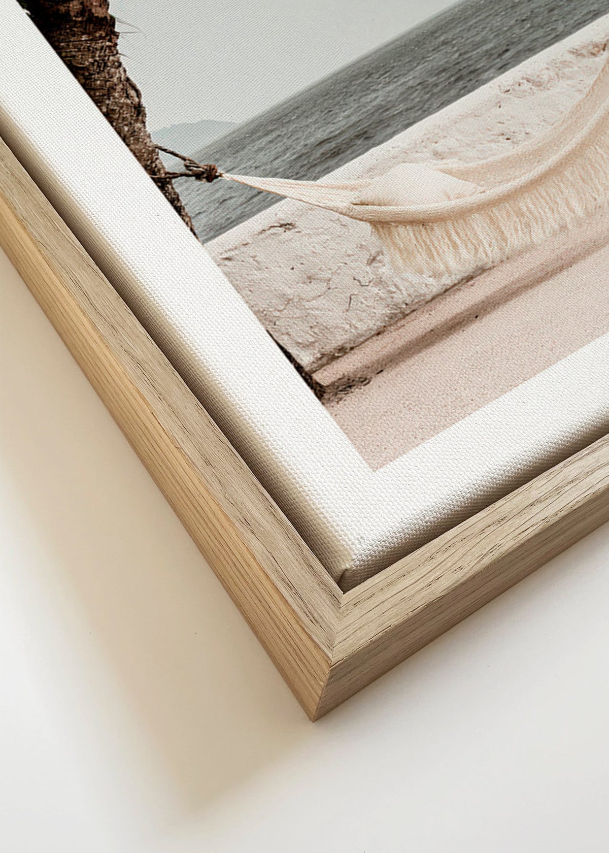 Cuadro de paisaje con hamaca y palmera – Canvas detail
