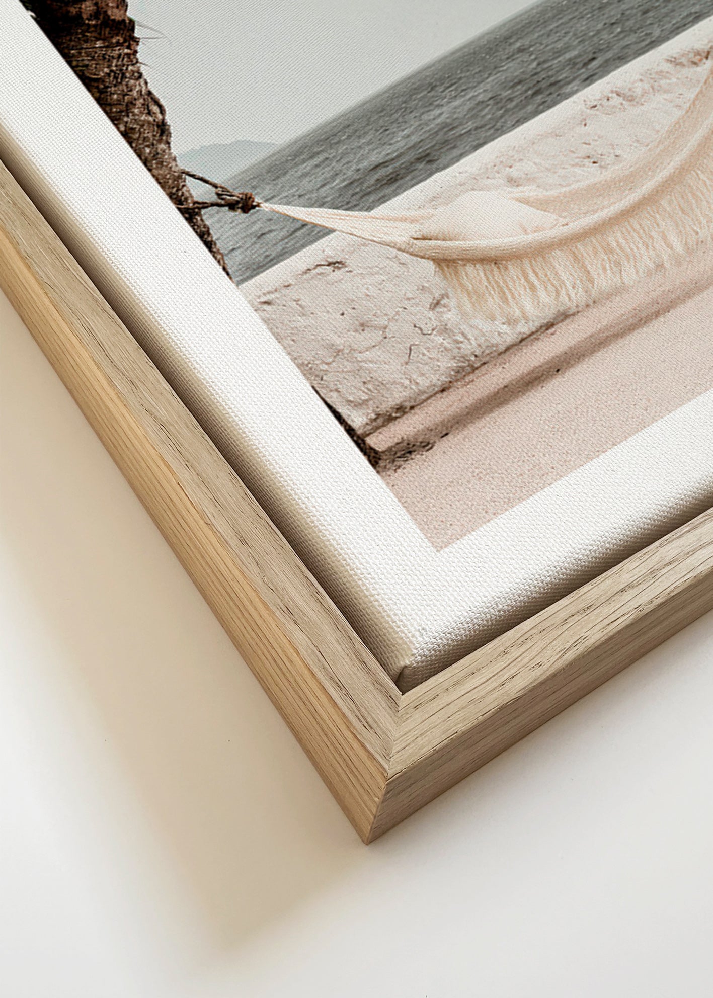 Cuadro de paisaje con hamaca y palmera – Canvas detail