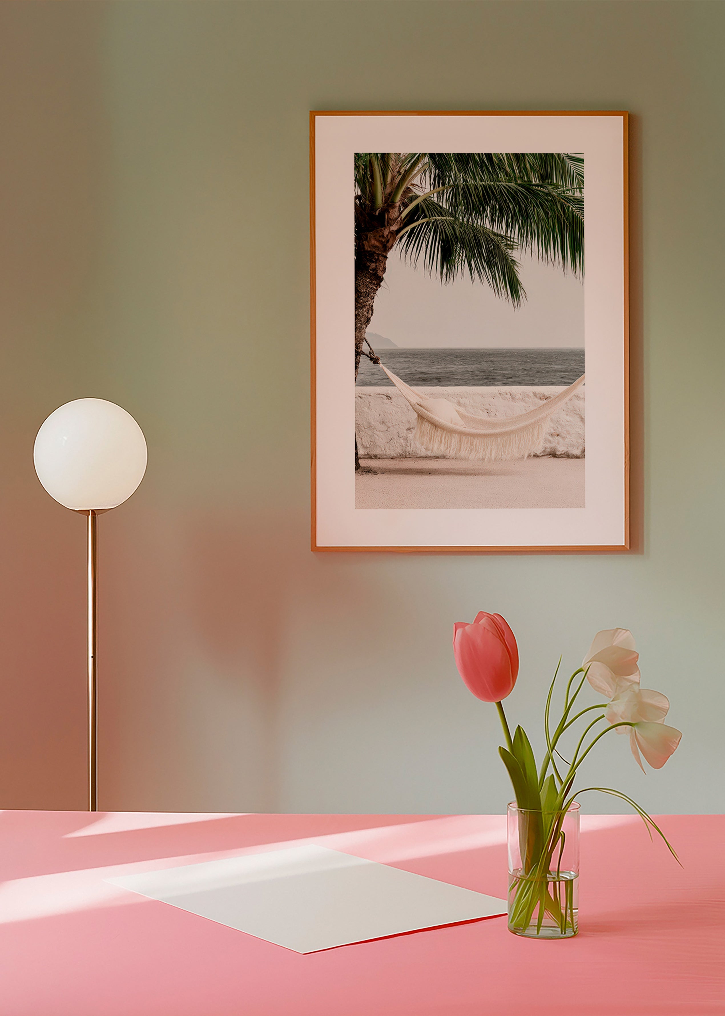 Cuadro de paisaje con hamaca y palmera – Product1