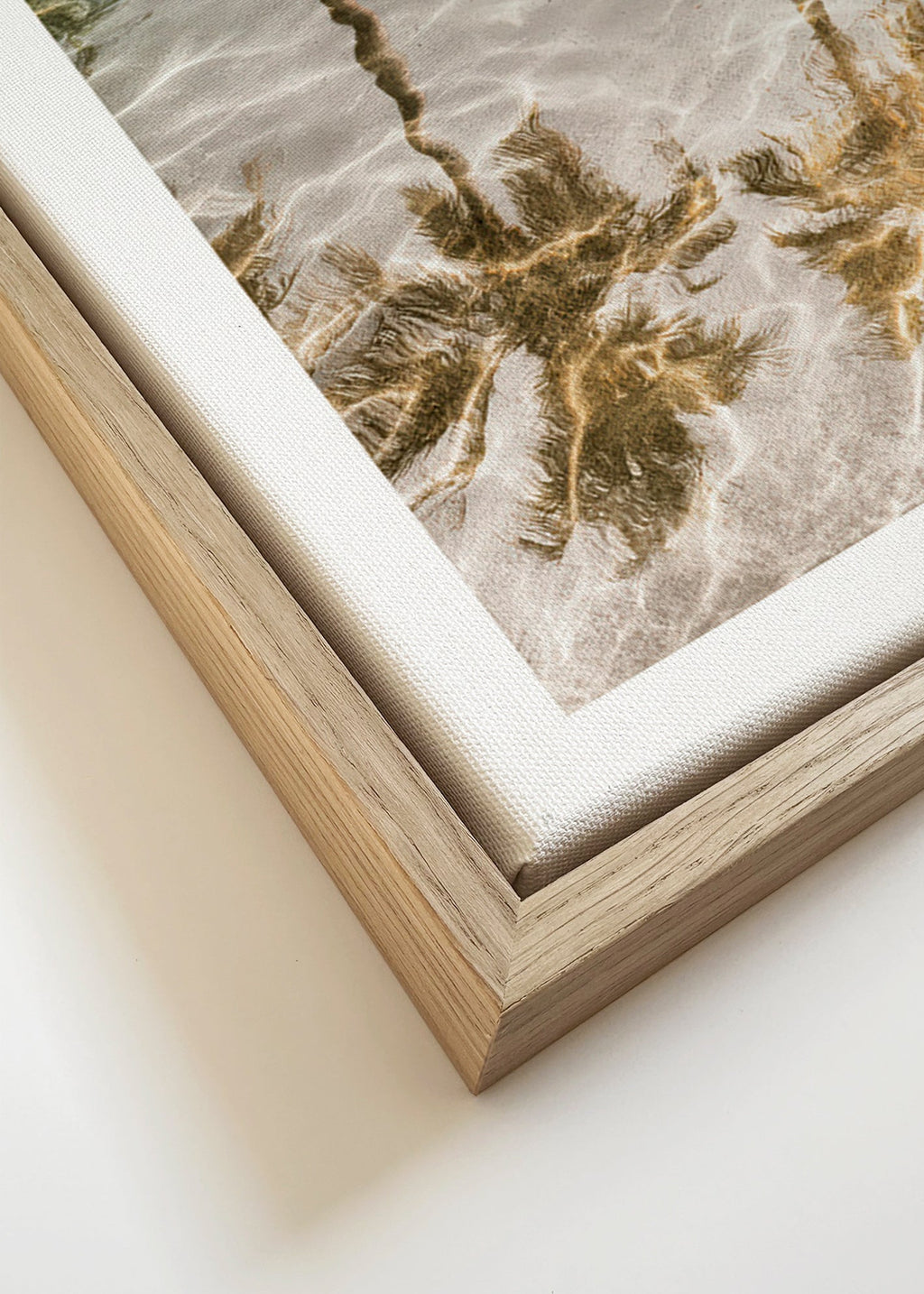 Cuadro de paisaje con palmeras reflejadas – Canvas detail