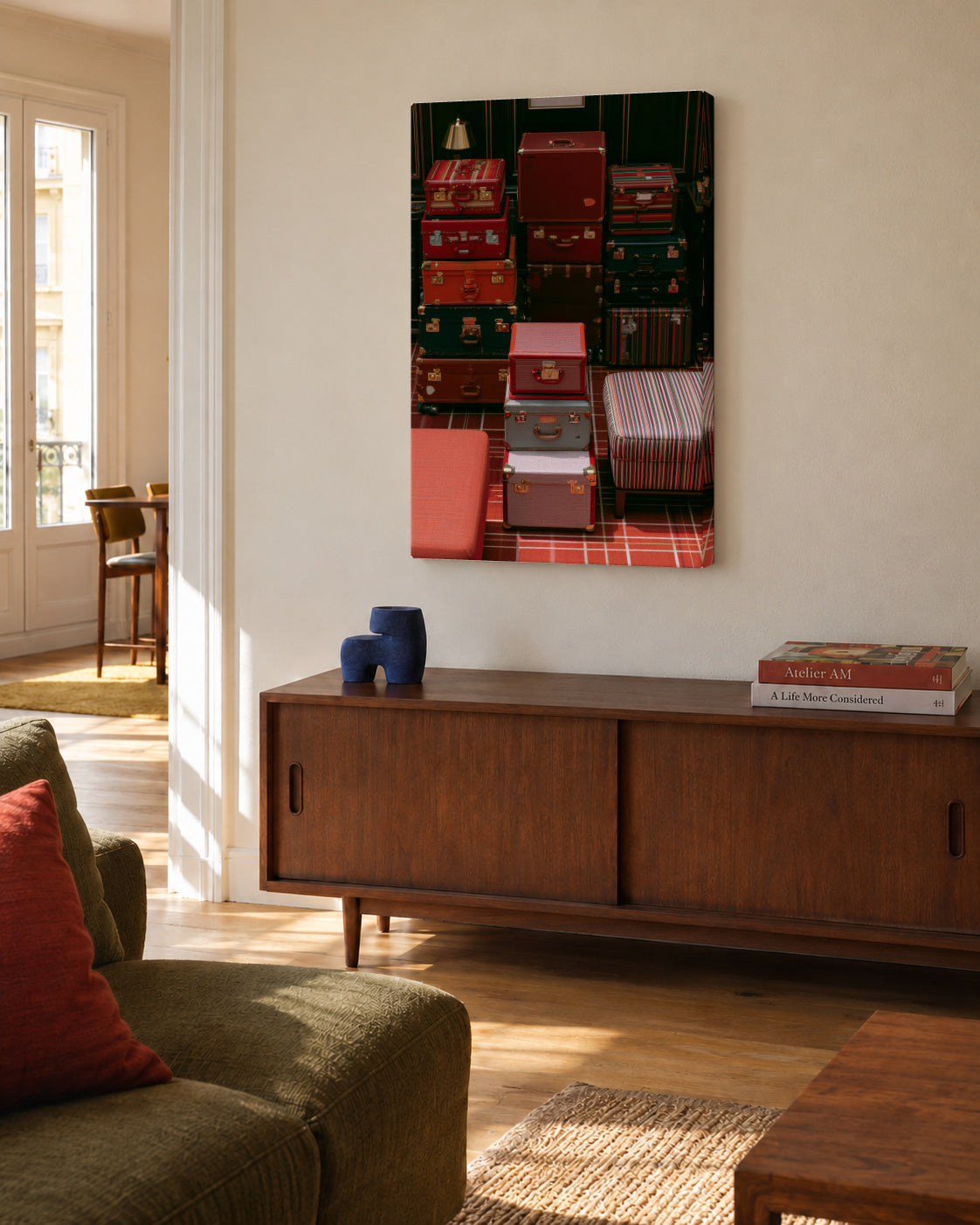 Red Luggage - Unframed canvas in an interior