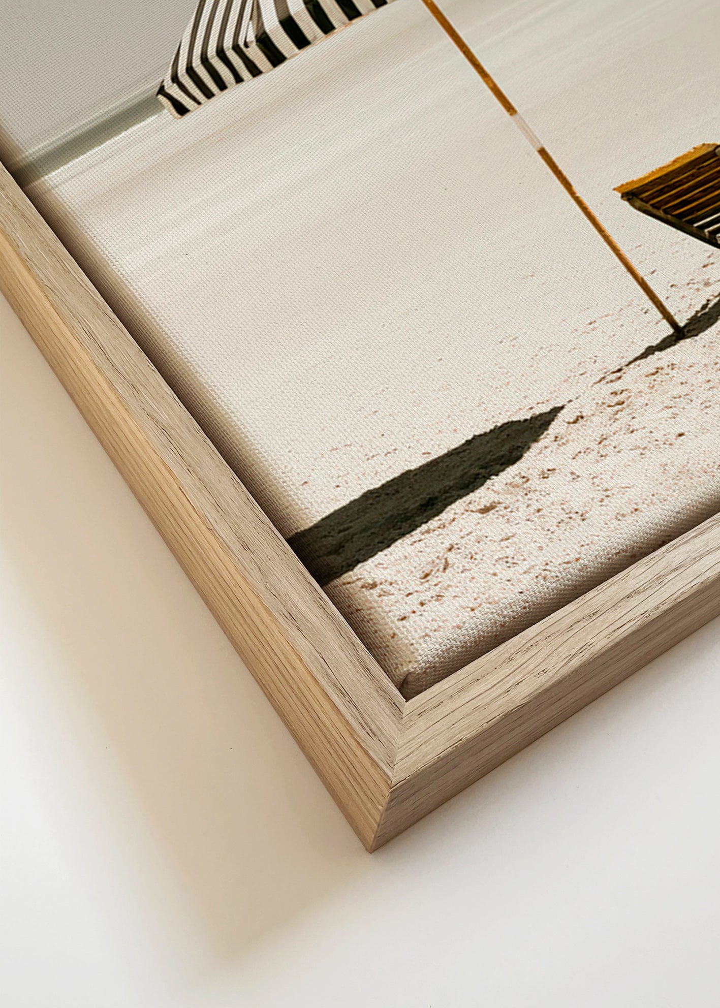 Cuadro de paisaje con parasol y tumbona – Canvas detail