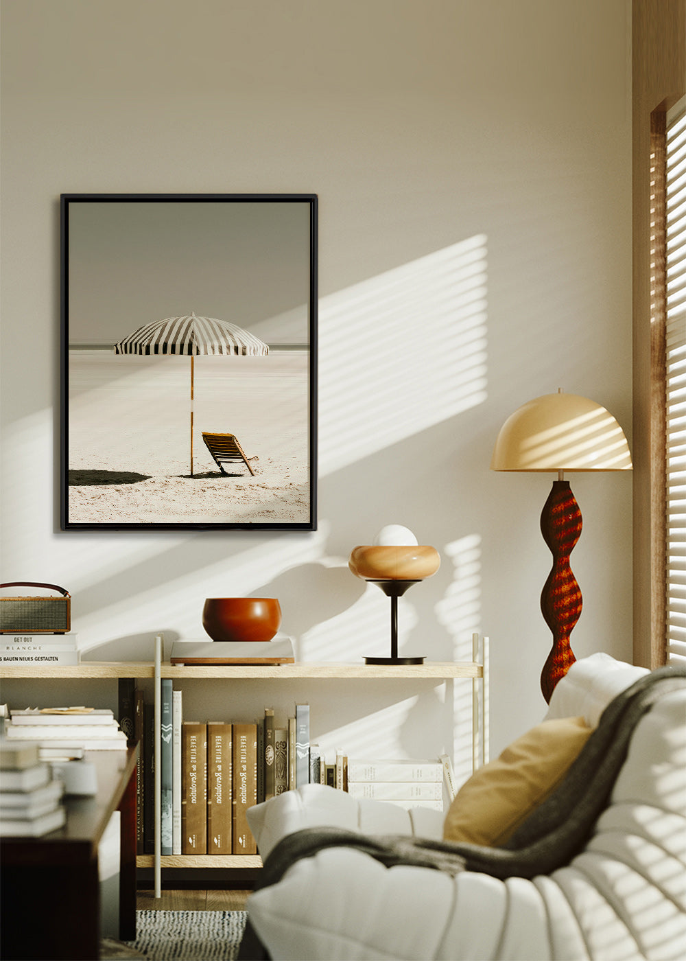 Cuadro de paisaje con parasol y tumbona – Canvas2