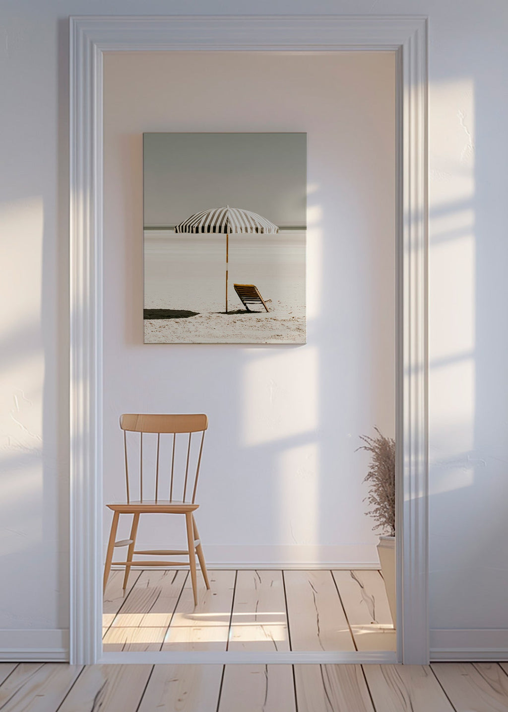 Cuadro de paisaje con parasol y tumbona – Canvas