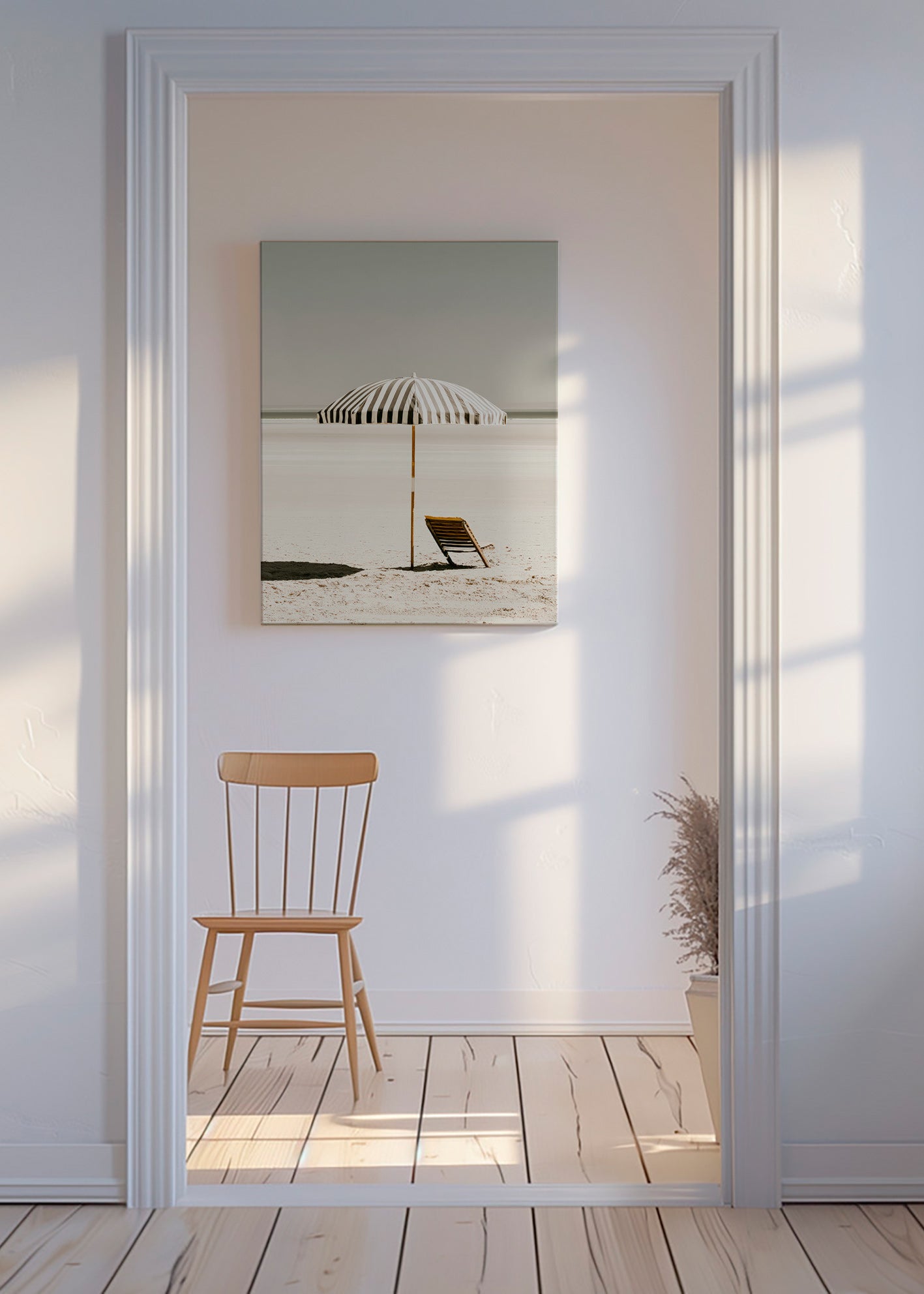 Cuadro de paisaje con parasol y tumbona – Canvas