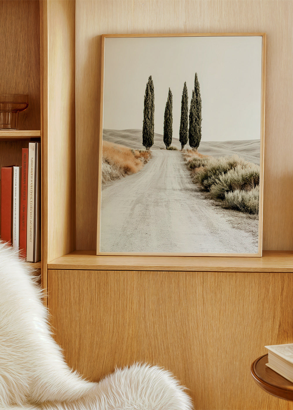 Cuadro de paisaje con cipreses en camino sereno – Product3