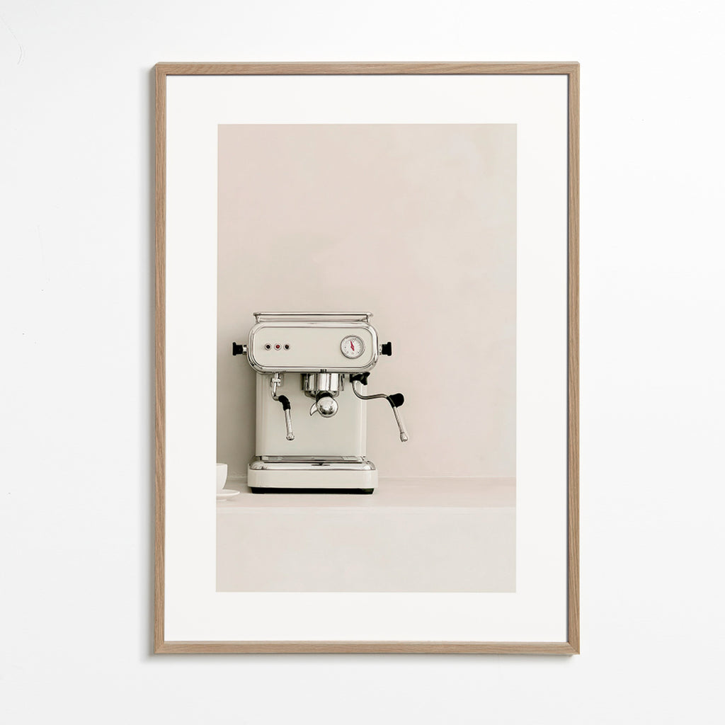 Cuadro de cocina Máquina de espresso crema minimal – Oak Frame