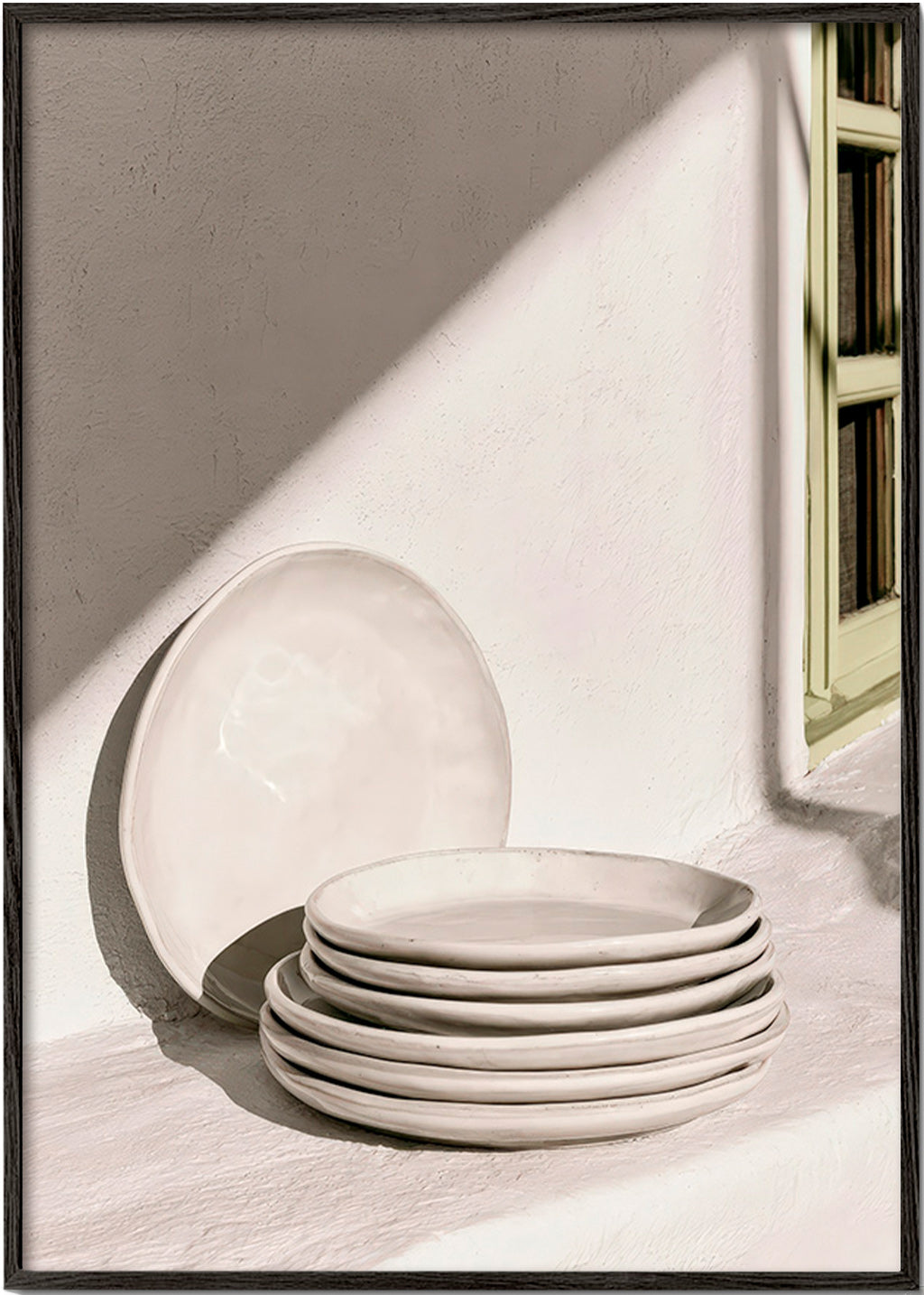 Cuadro de cocina cerámica blanca y luz natural – Black Frame