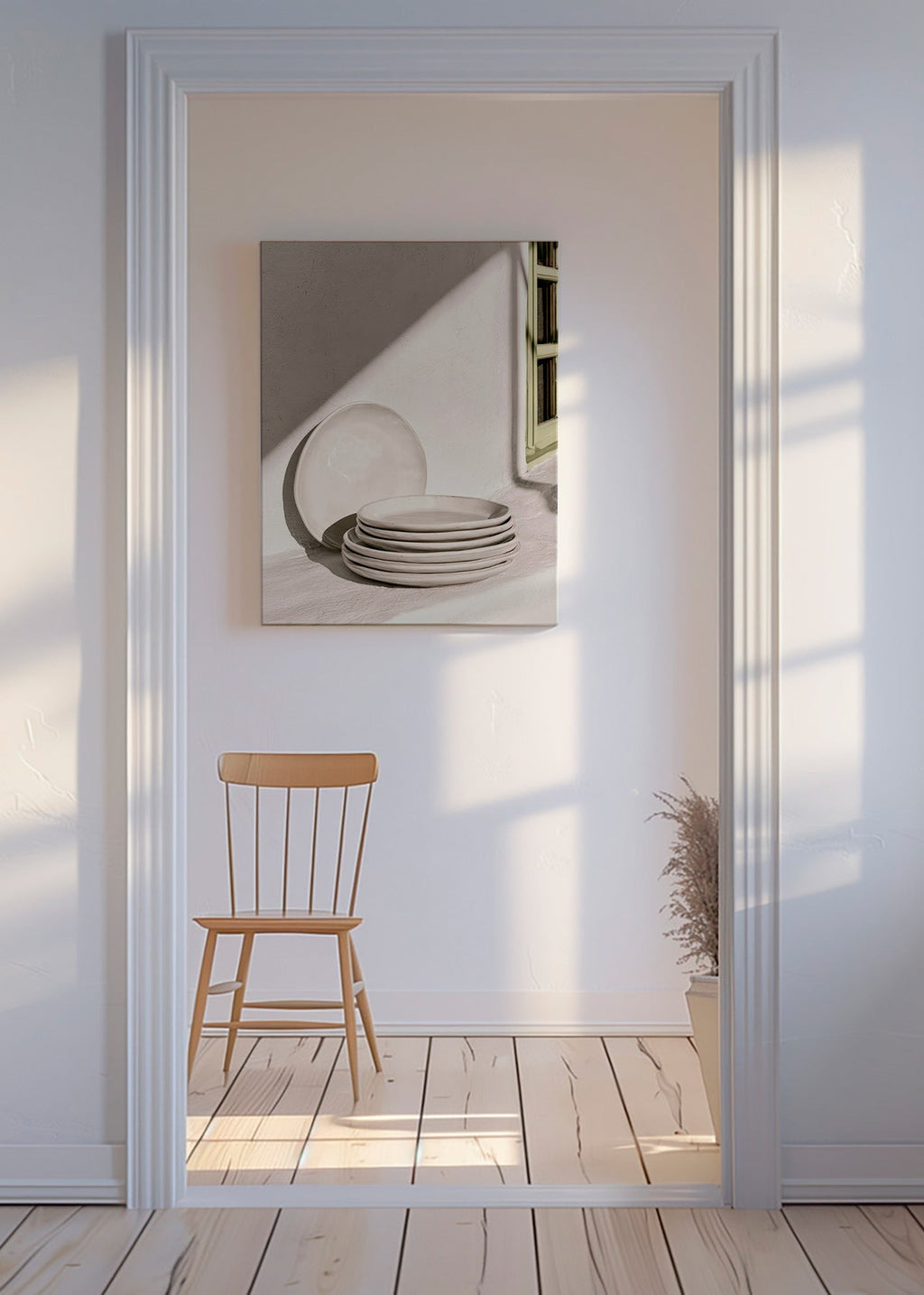 Cuadro de cocina cerámica blanca y luz natural – Canvas