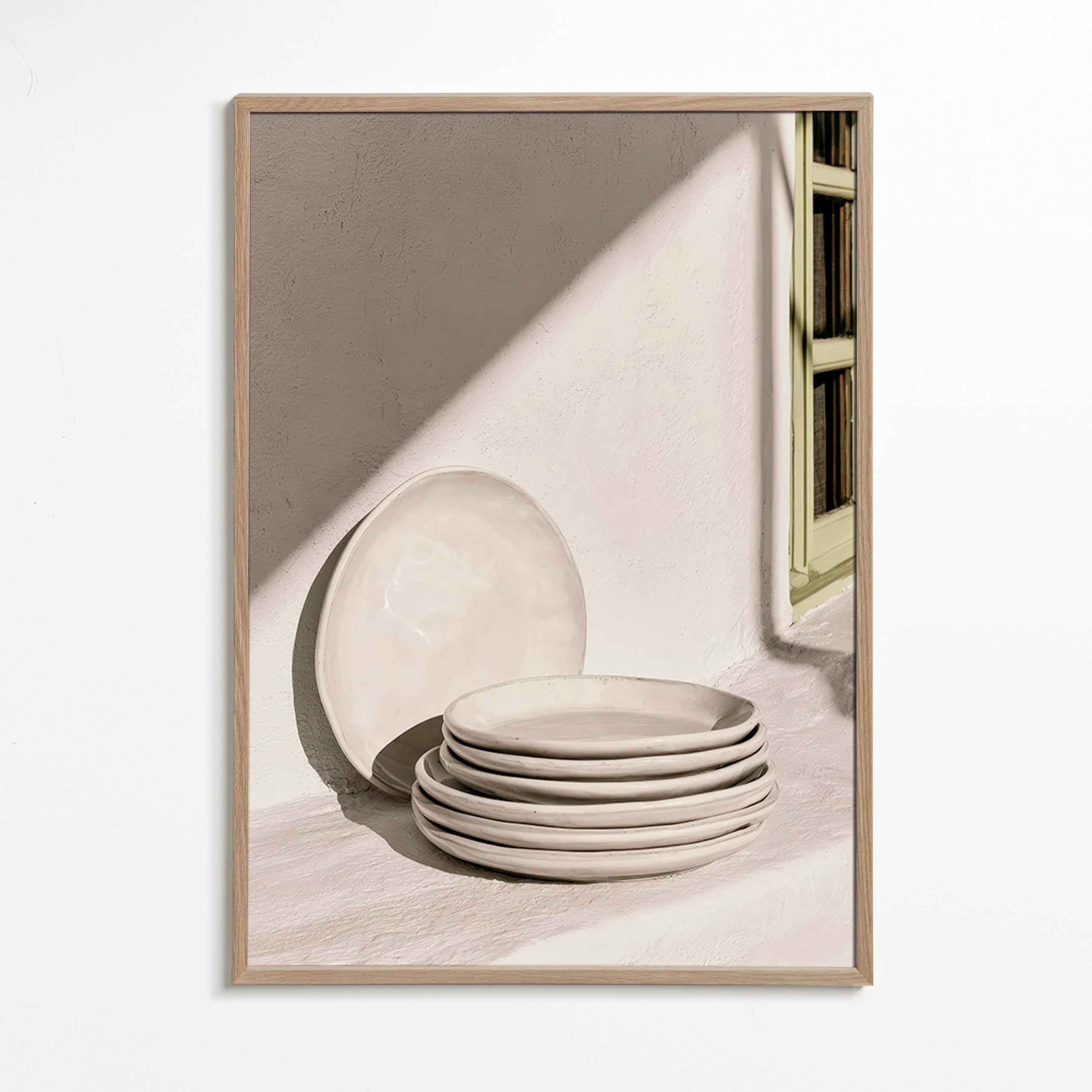 Cuadro de cocina cerámica blanca y luz natural – Oak Frame