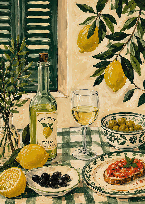Cuadro de cocina con limones y limoncello