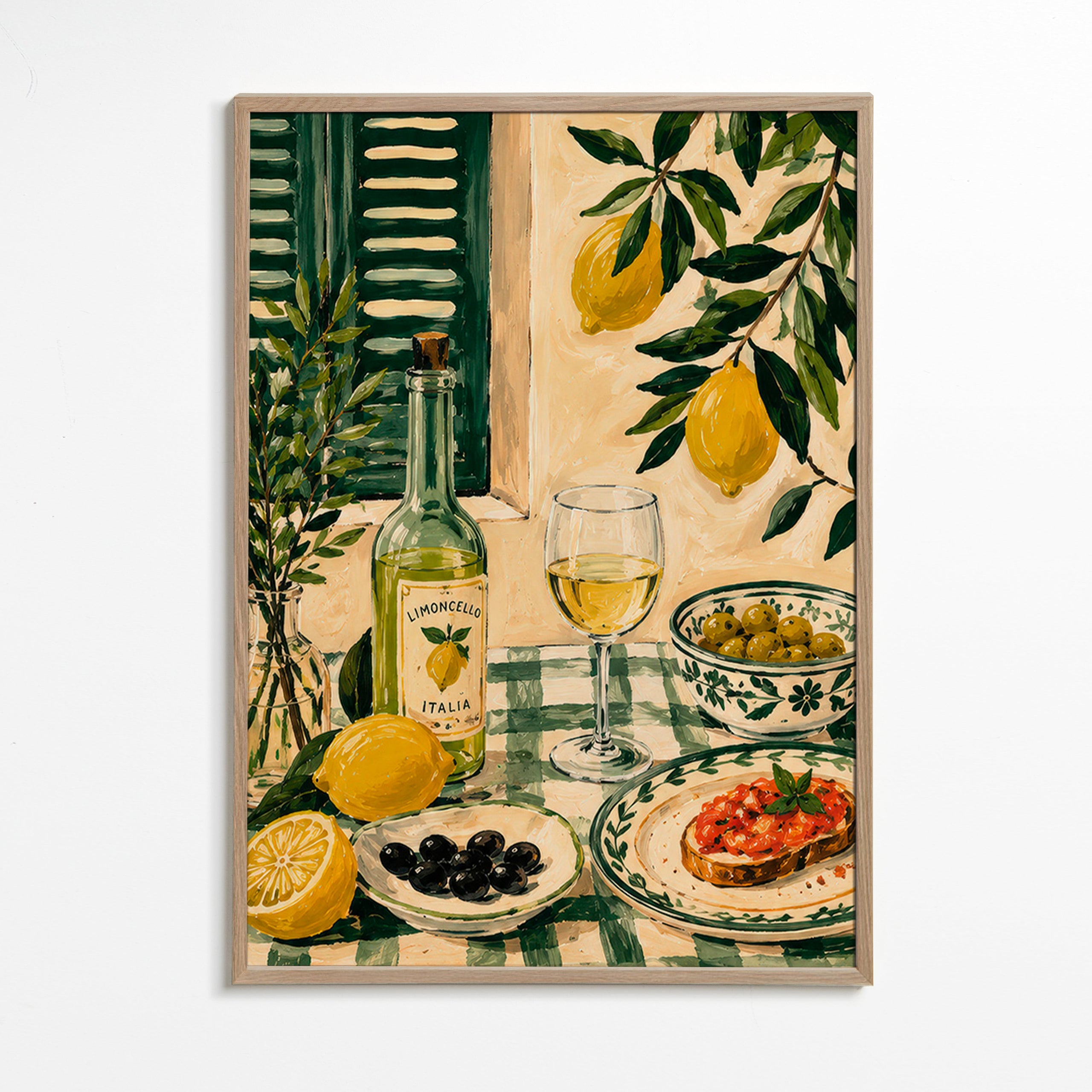 Cuadro de cocina con limones y limoncello – Oak Frame