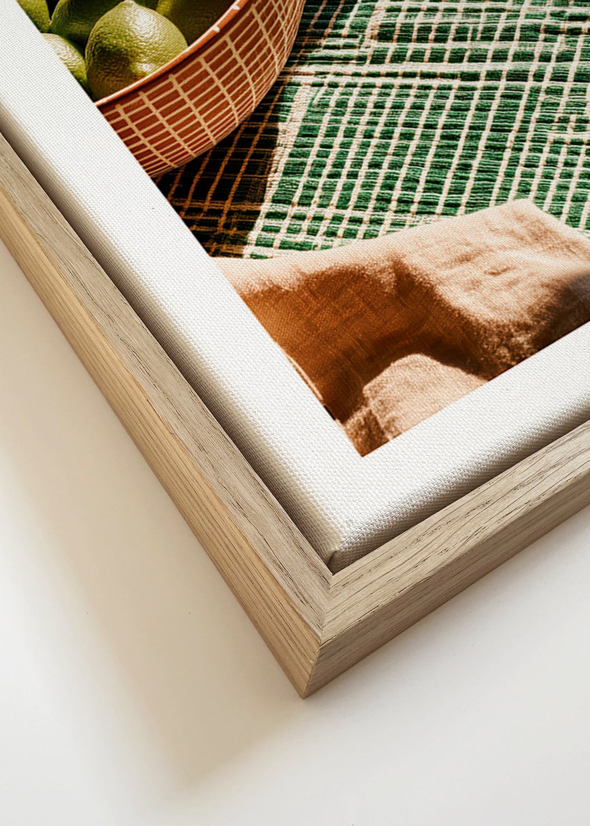 Cuadro de cocina con limas en cuenco y tejido geométrico – Canvas detail
