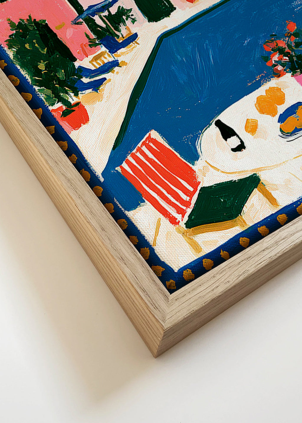 Cuadro de ciudades: villa rosa con piscina – Canvas detail