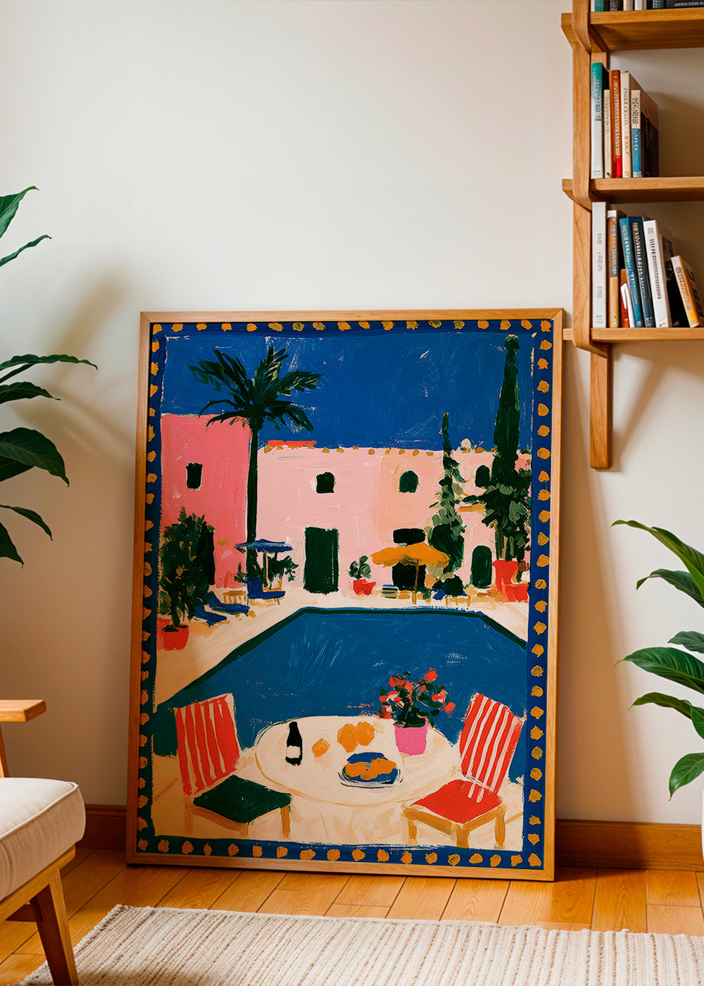 Cuadro de ciudades: villa rosa con piscina – Product3
