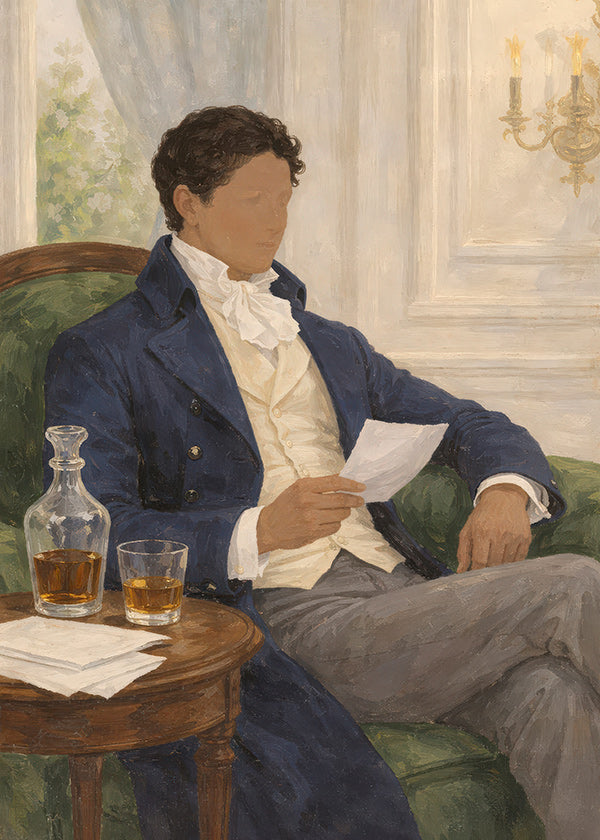 Cuadro vintage con caballero leyendo