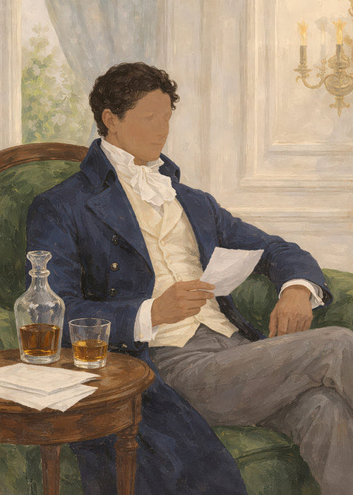 Cuadro vintage con caballero leyendo