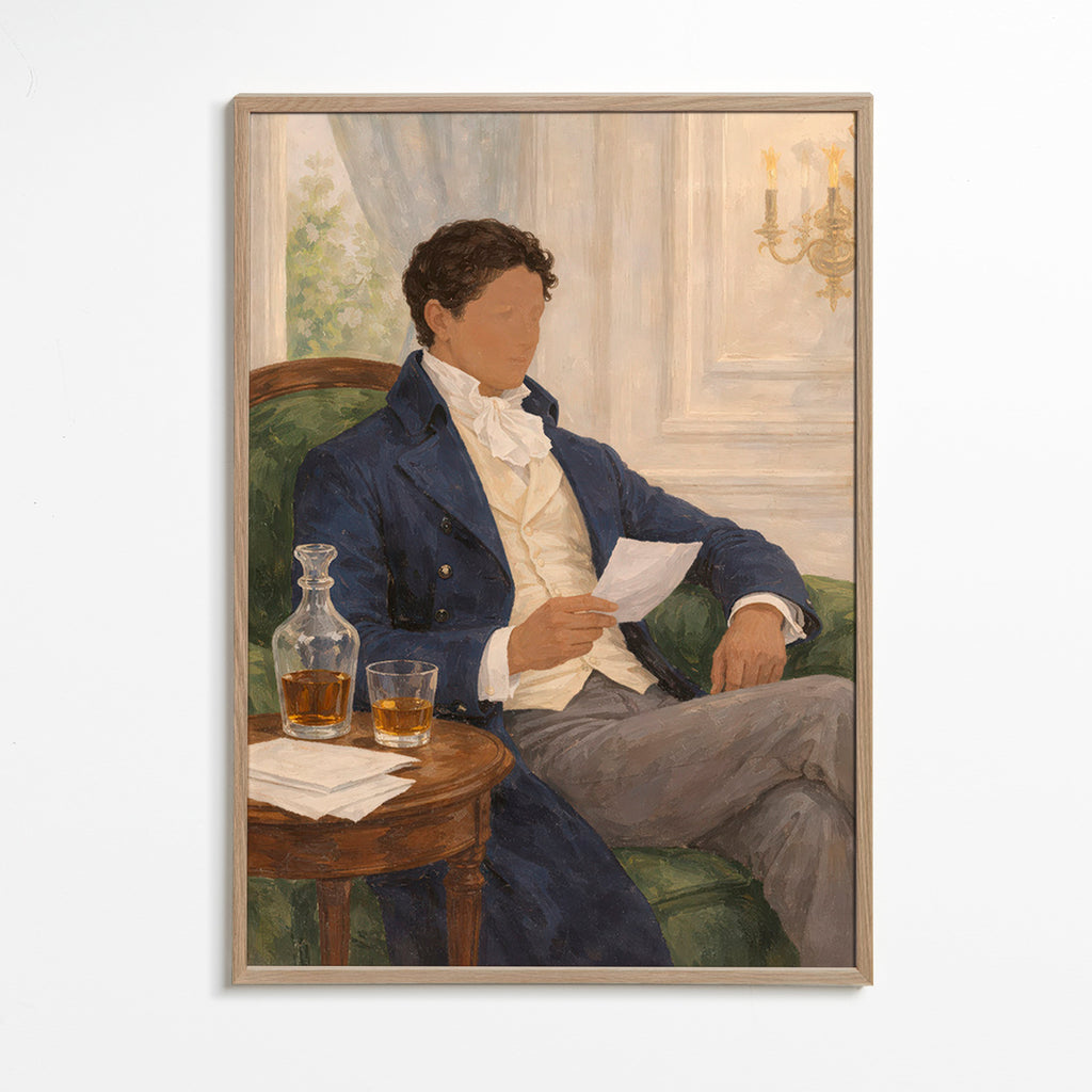 Cuadro vintage con caballero leyendo – Oak Frame