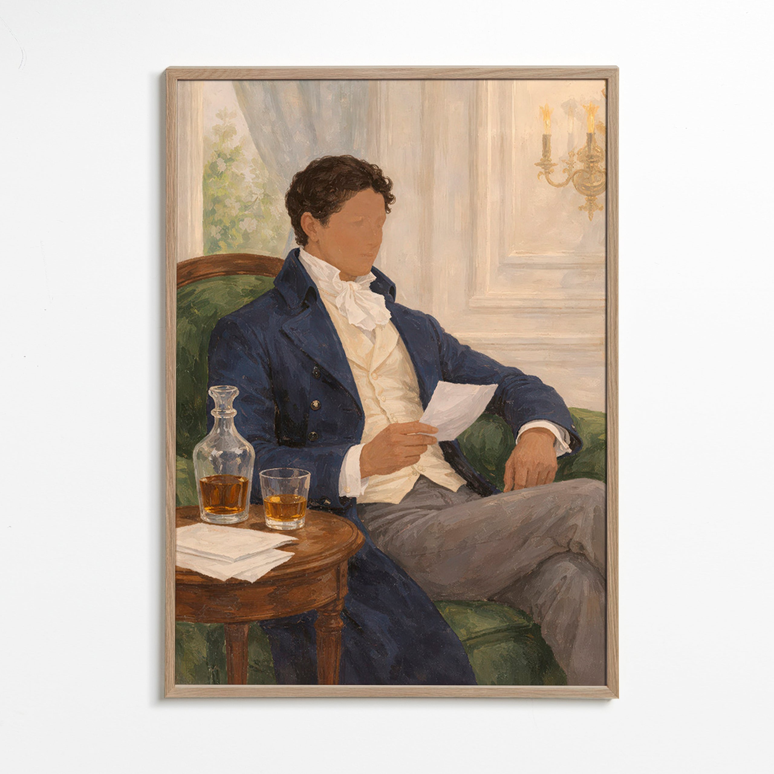 Cuadro vintage con caballero leyendo – Oak Frame