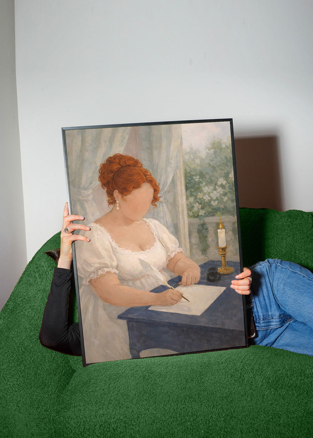 Ilustración romántica de dama escribiendo – Product1