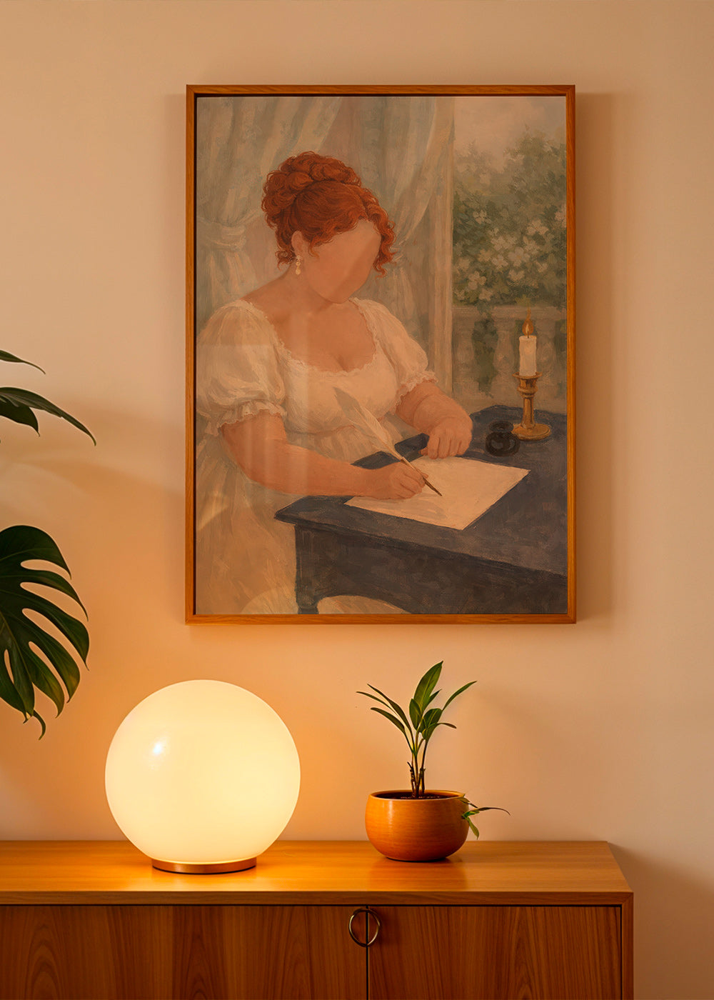 Ilustración romántica de dama escribiendo – Product3
