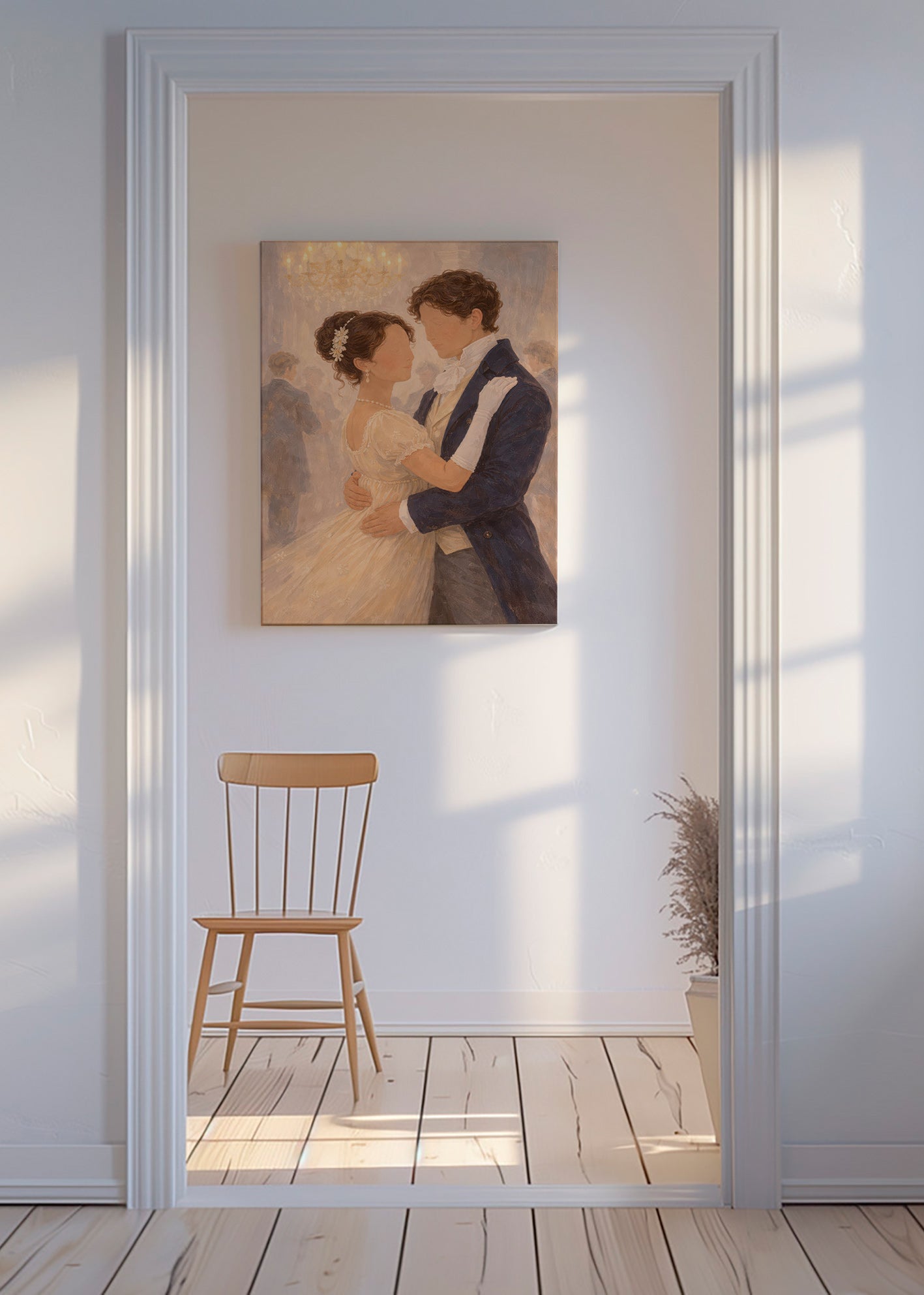 Ilustración de baile romántico en salón antiguo – Canvas
