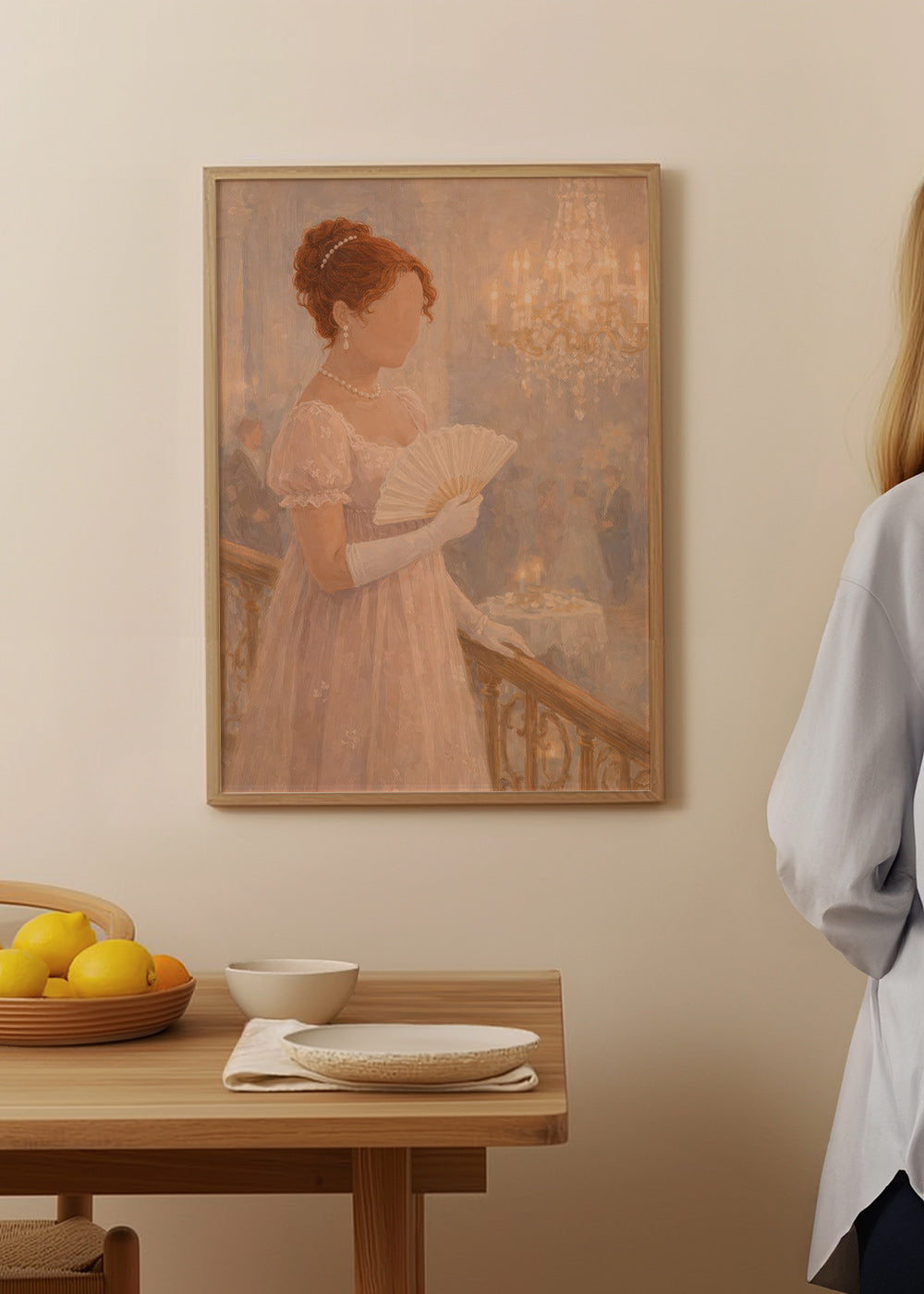 Ilustración de dama en salón de baile antiguo – Product3