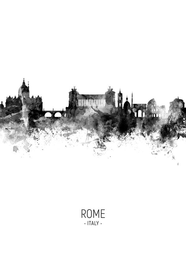 Rome Skyline en blanco y negro