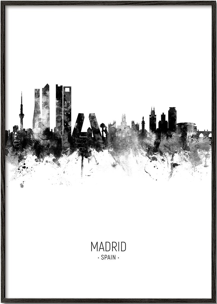 Madrid Skyline en blanco y negro